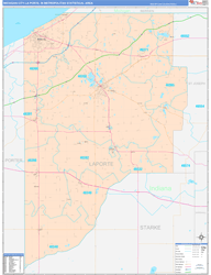 Michigan City-La Porte Metro Area Wall Map Color Cast Style 2024